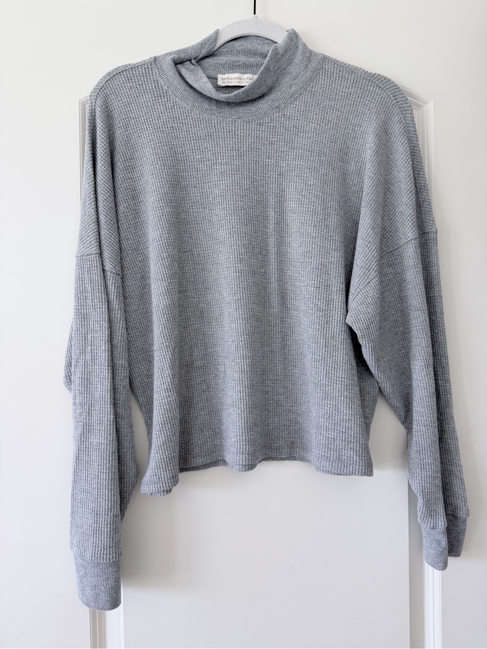 Abercrombie & Fitch Lounge Light Gray Waffle Turtleneck Top